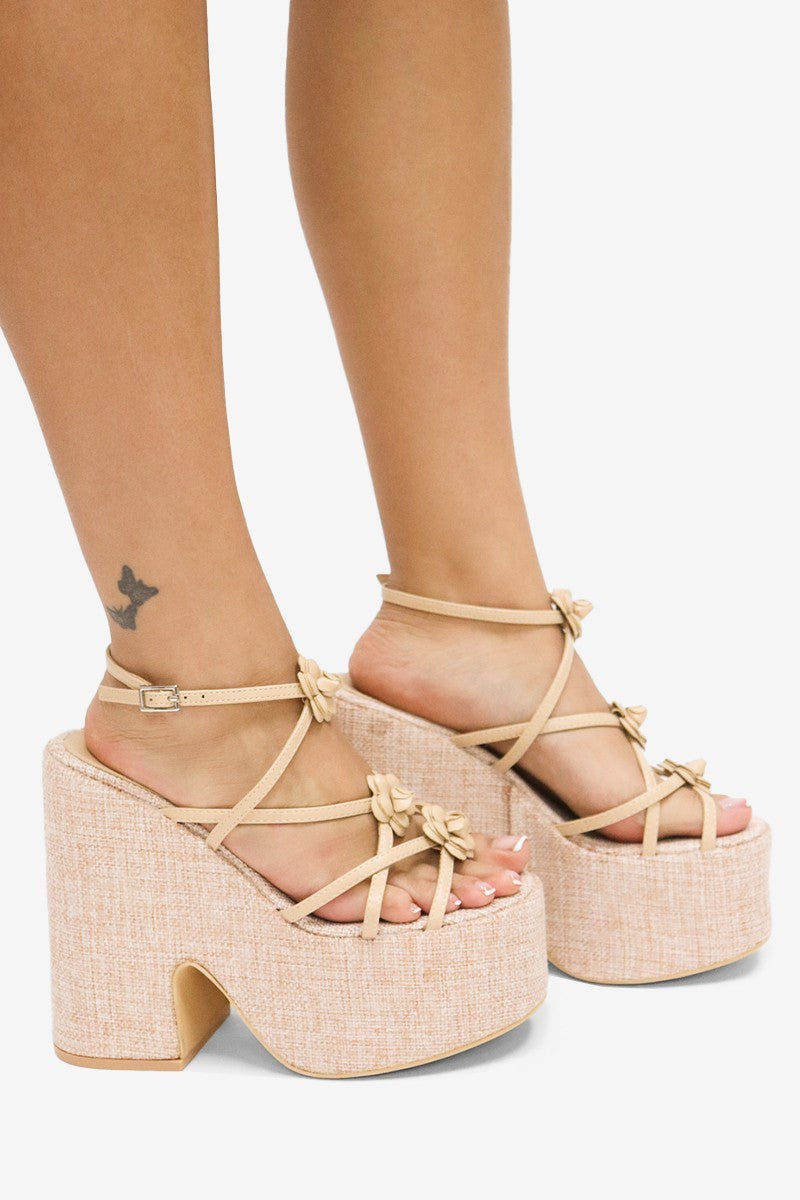 Josie Flower Detail High Heel Platforms Wedge Sandals