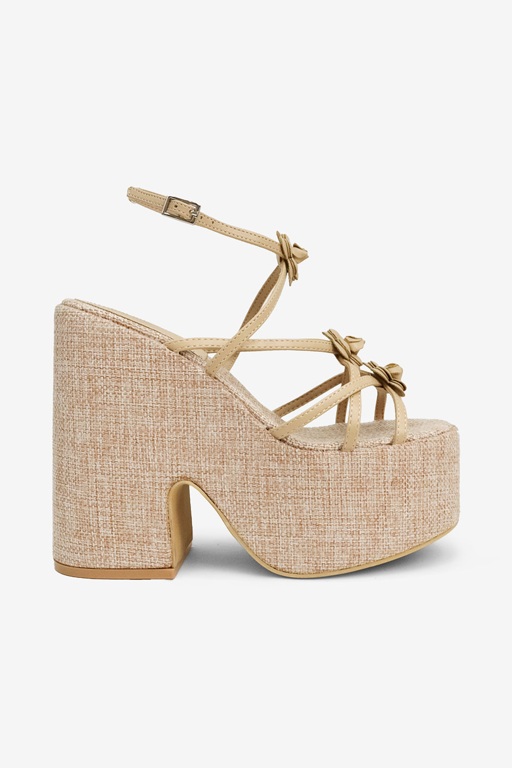 Josie Flower Detail High Heel Platforms Wedge Sandals