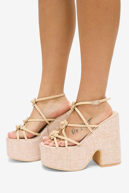 Josie Flower Detail High Heel Platforms Wedge Sandals