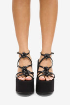 Josie Flower Detail High Heel Platforms Wedge Sandals