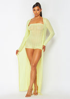 Tamia Rib Knit Cardigan Two Piece Strapless Romper Set
