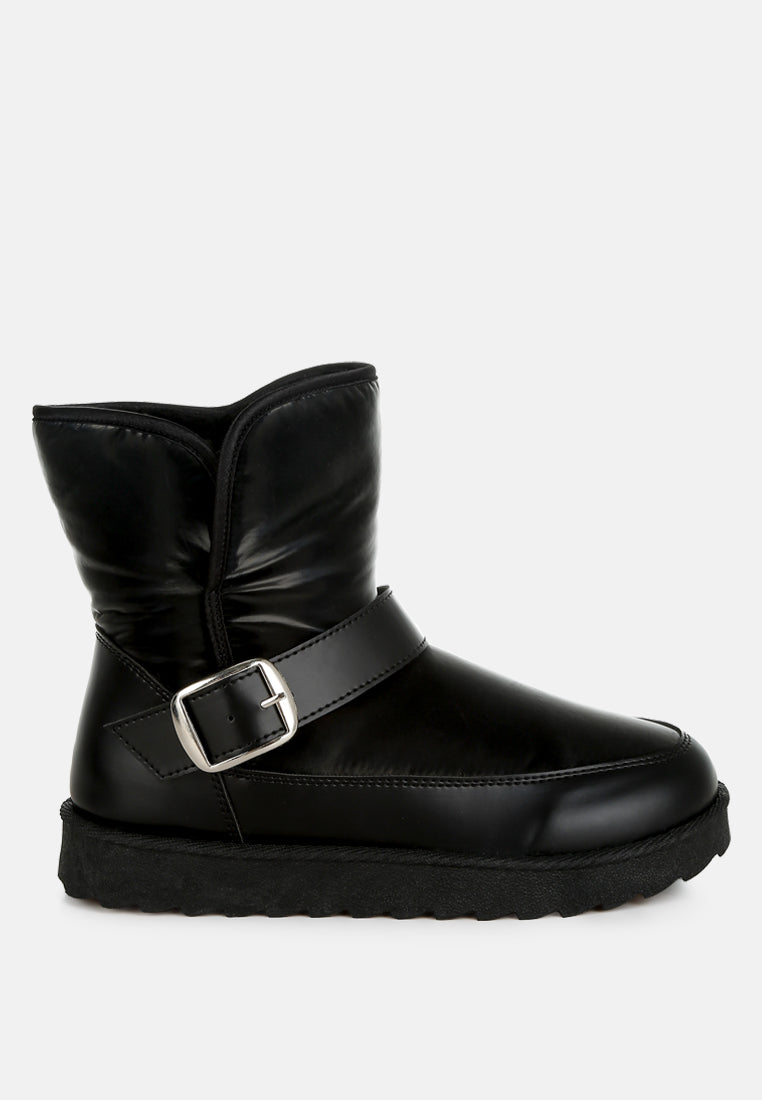 Jenny Buckle Strap Fur Lined Puffy Ankle Snow Boots