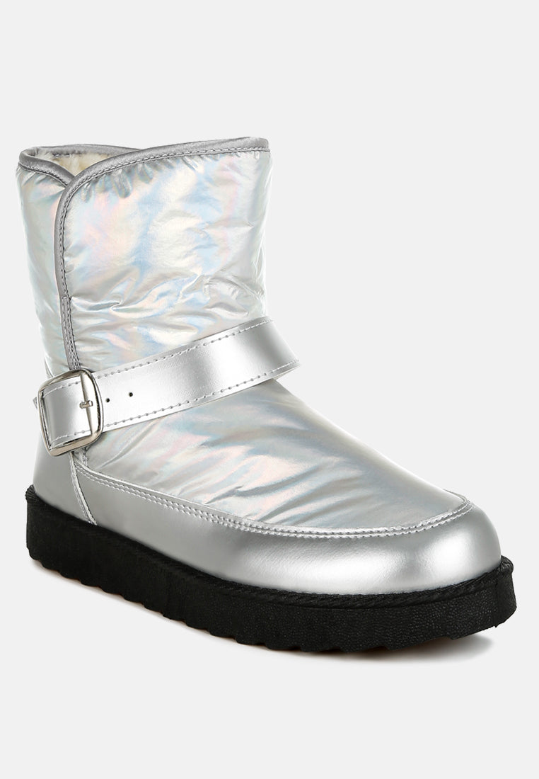 Jenny Buckle Strap Fur Lined Puffy Ankle Snow Boots