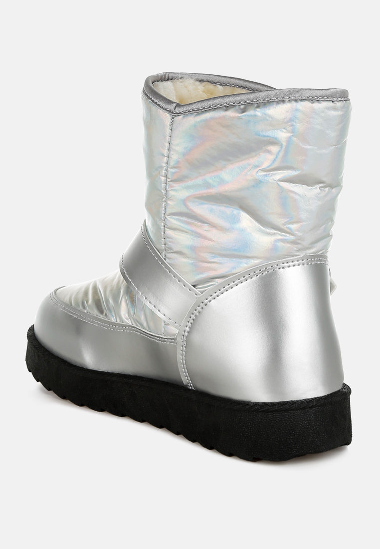 Jenny Buckle Strap Fur Lined Puffy Ankle Snow Boots