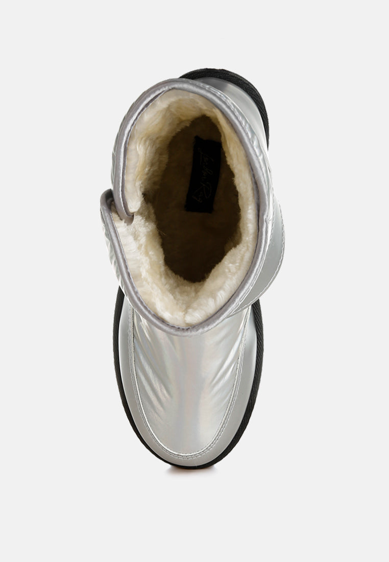 Jenny Buckle Strap Fur Lined Puffy Ankle Snow Boots