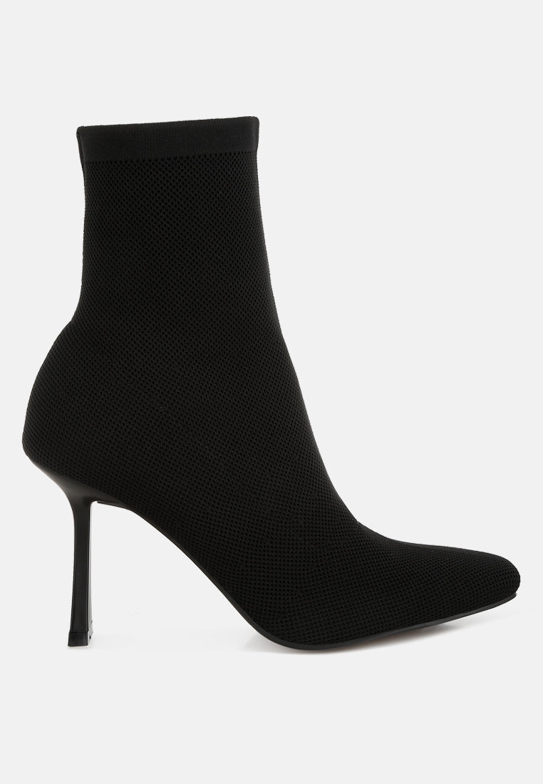 Marielle Pointed Toe Knitted Sock Ankle Stiletto Boots