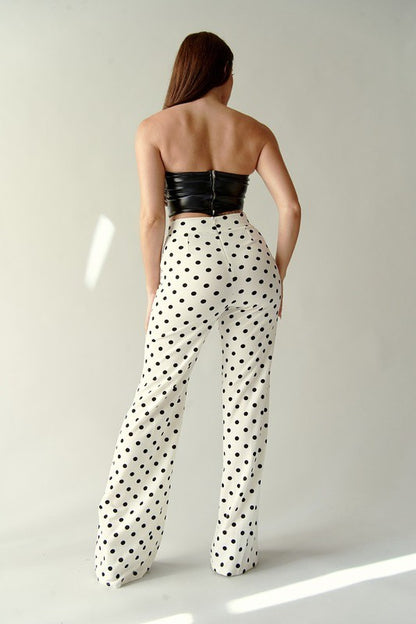 Mathilda Polka Dots High Waist Straight Leg Pants
