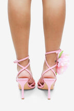 Maui Flower Detail Strappy High Heel Sandals