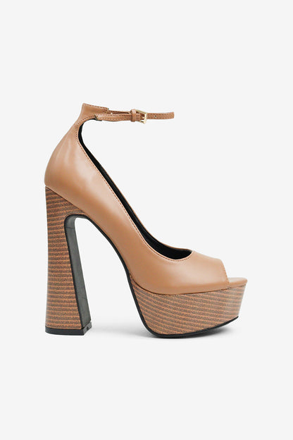 Loren Peep Toe Lock Detail High Heel Platform Pumps