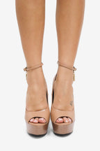 Loren Peep Toe Lock Detail High Heel Platform Pumps