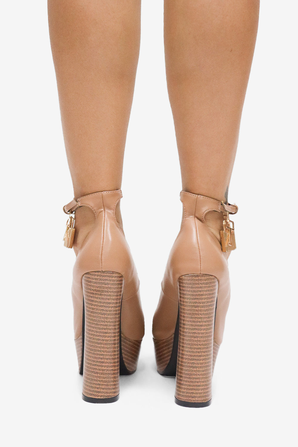 Loren Peep Toe Lock Detail High Heel Platform Pumps