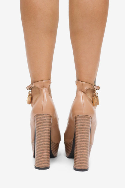 Loren Peep Toe Lock Detail High Heel Platform Pumps
