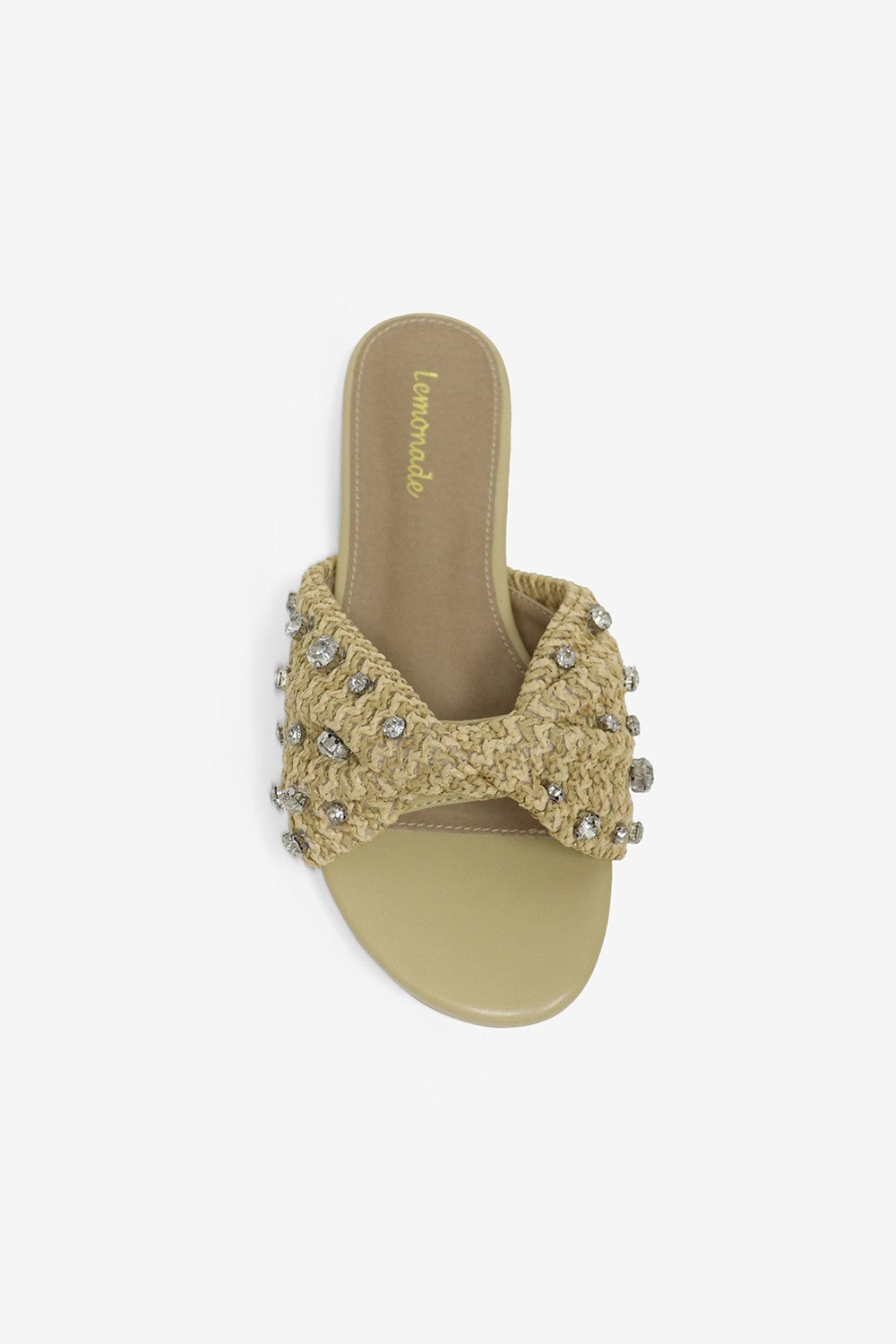 Stella Rhinestones Embellished Raffia Flat Sandals