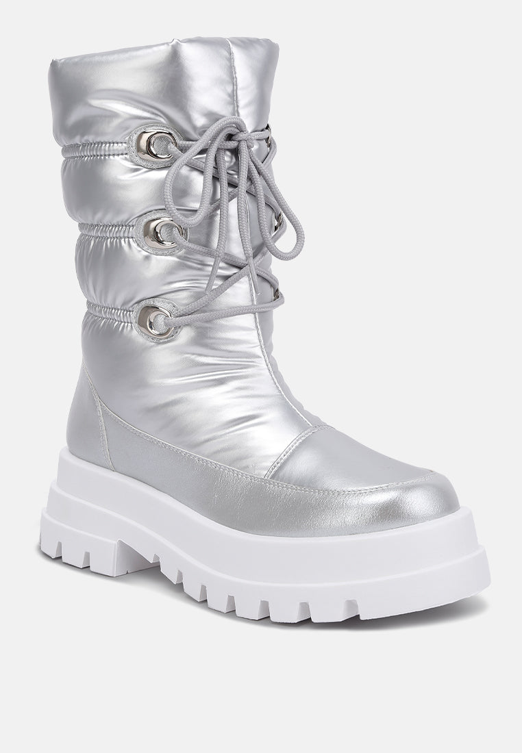 Murphy Round Toe Mid Calf Metallic Puffer Snow boots
