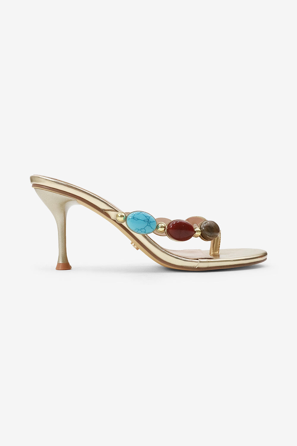 Simone Jewel Stone Detail Thong High Heel Mules