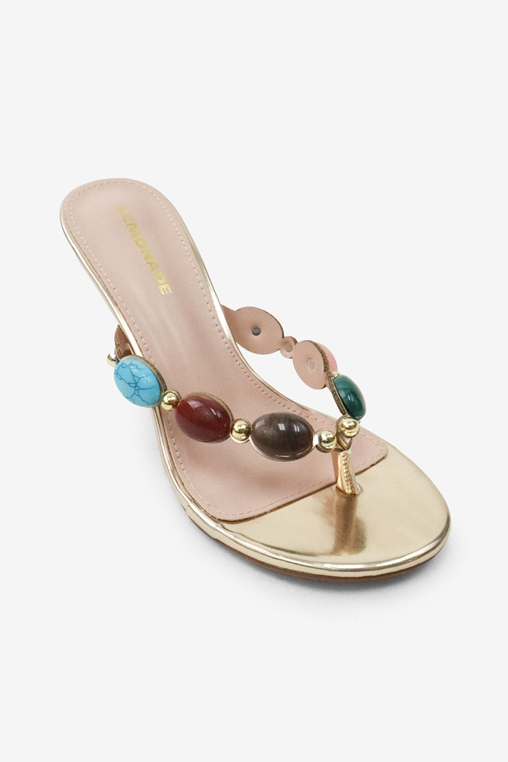 Simone Jewel Stone Detail Thong High Heel Mules