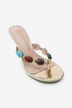 Simone Jewel Stone Detail Thong High Heel Mules