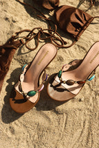 Simone Jewel Stone Detail Thong High Heel Mules