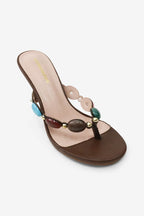 Simone Jewel Stone Detail Thong High Heel Mules