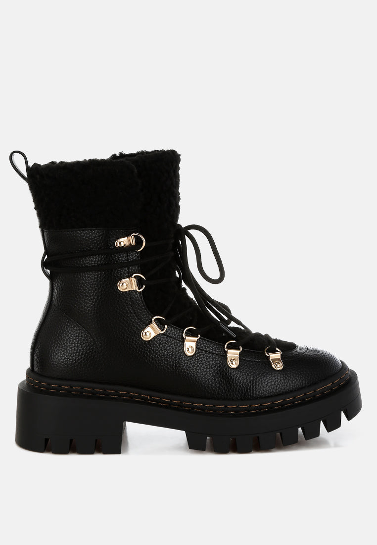 Olivia Lug Sole Soft Fleece Lined Winter Ankle Boots
