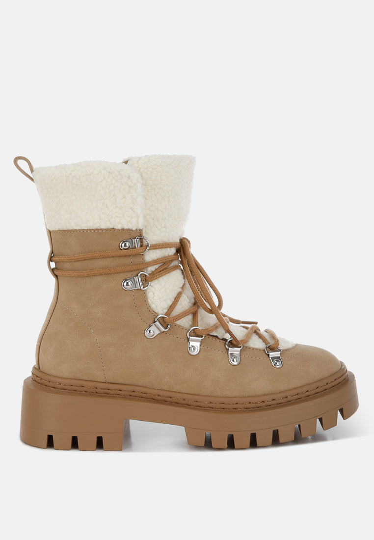 Olivia Lug Sole Soft Fleece Lined Winter Ankle Boots