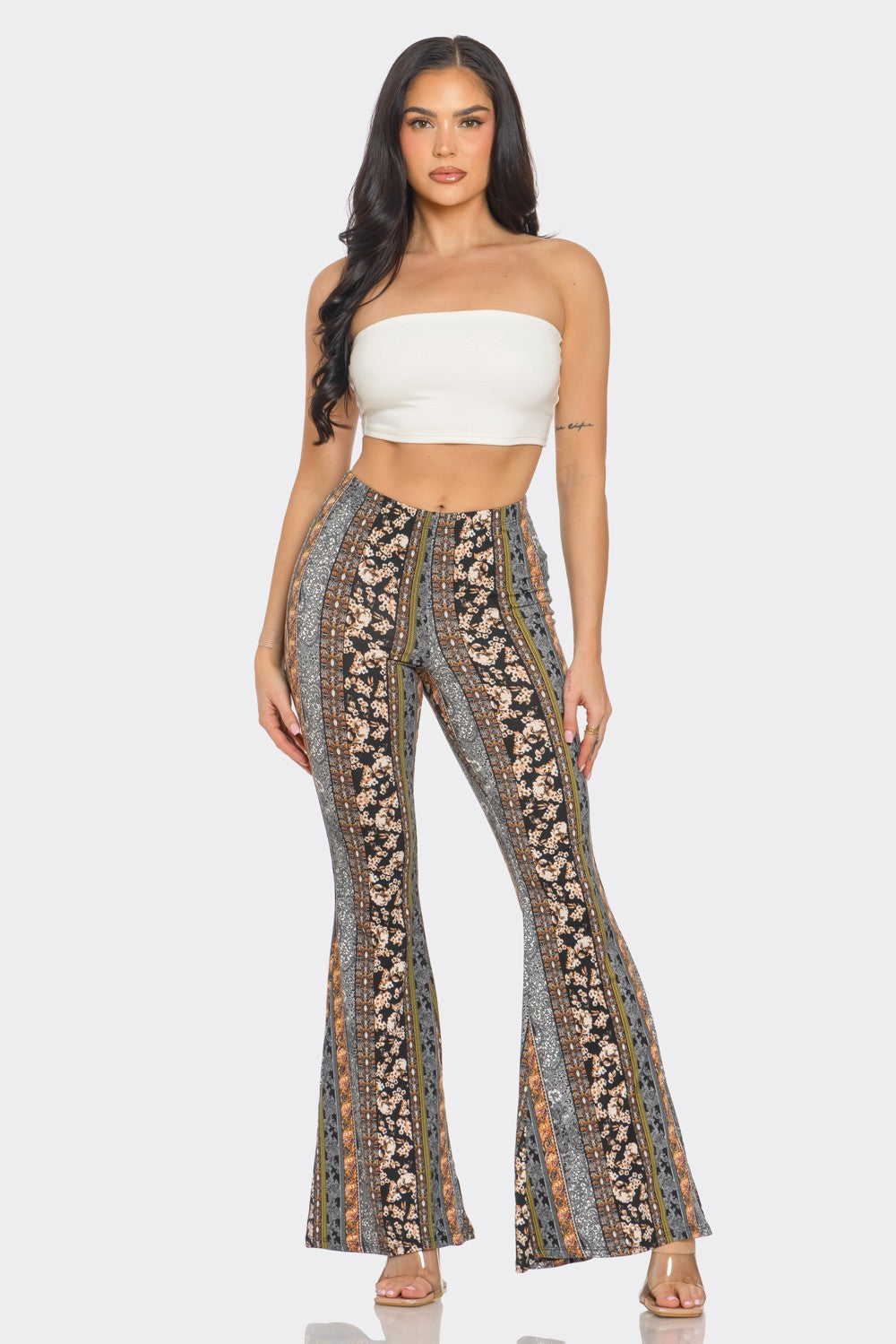 Casual Chic High Waisted Soft Knit Flare Leg Pants