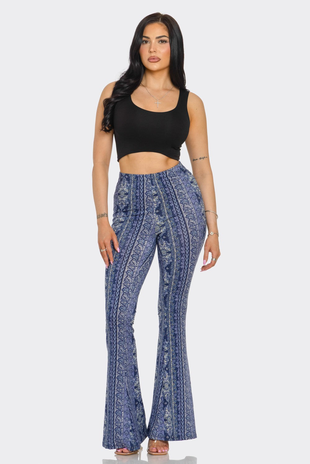 Casual Chic High Waisted Soft Knit Flare Leg Pants