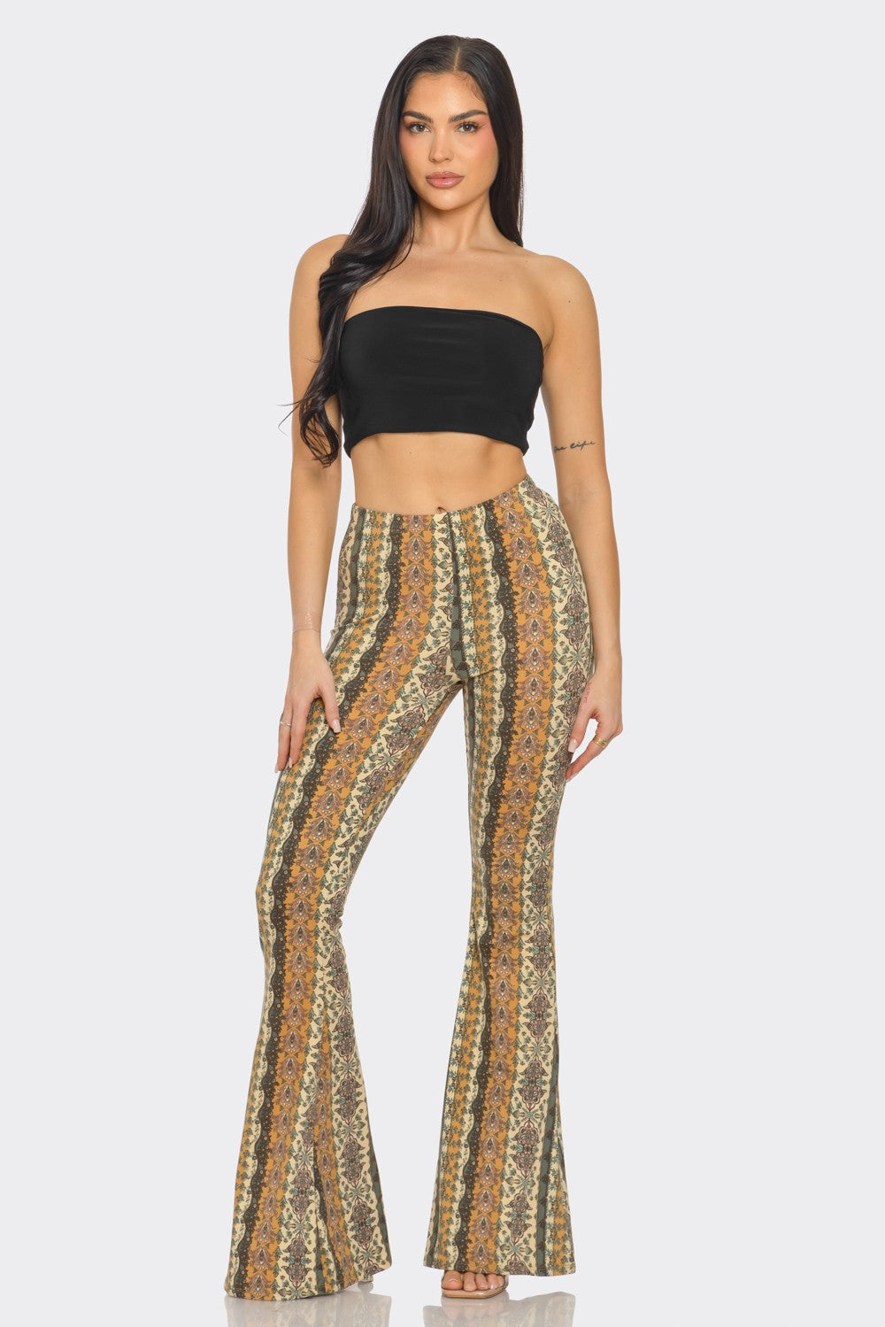 Casual Chic High Waisted Soft Knit Flare Leg Pants
