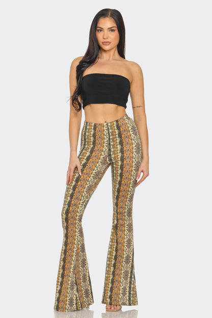 Casual Chic High Waisted Soft Knit Flare Leg Pants