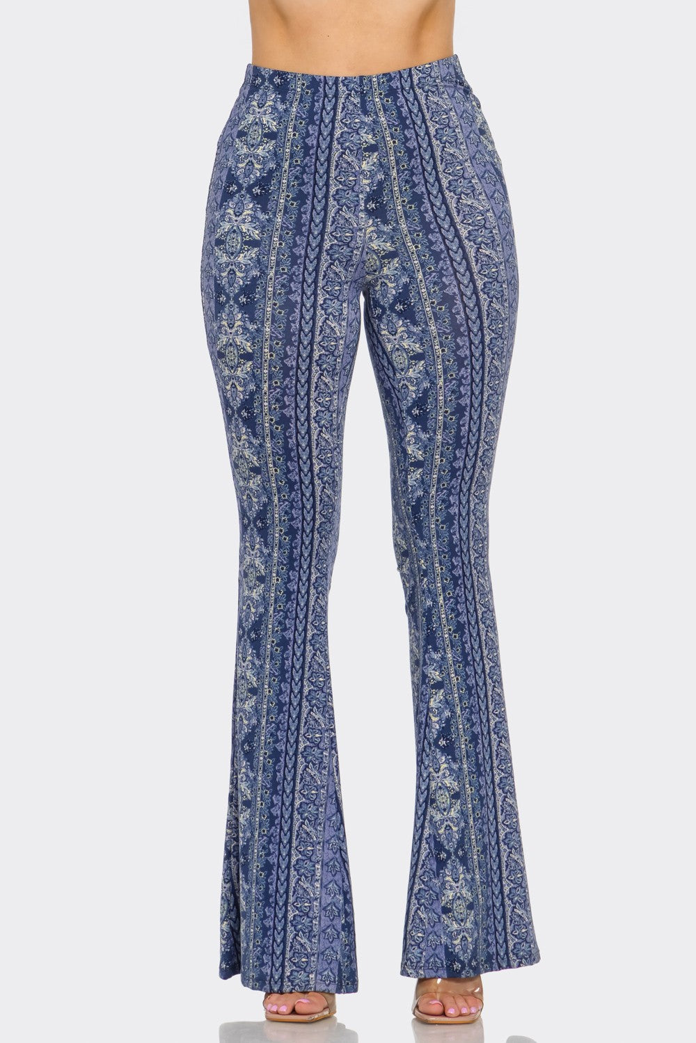 Casual Chic High Waisted Soft Knit Flare Leg Pants