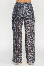 Shanie Leopard Print Sequin Embellished Straight Leg Pants