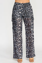 Shanie Leopard Print Sequin Embellished Straight Leg Pants