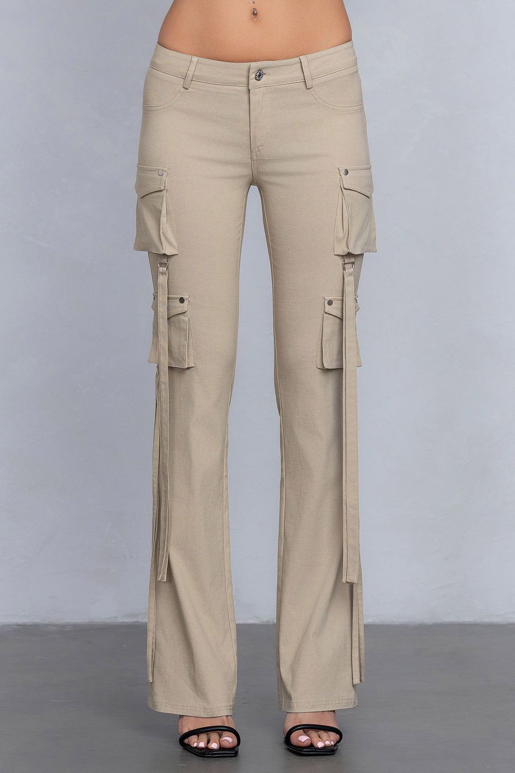 Sabrina Stretchy Woven Knit Low Rise Cargo Pants