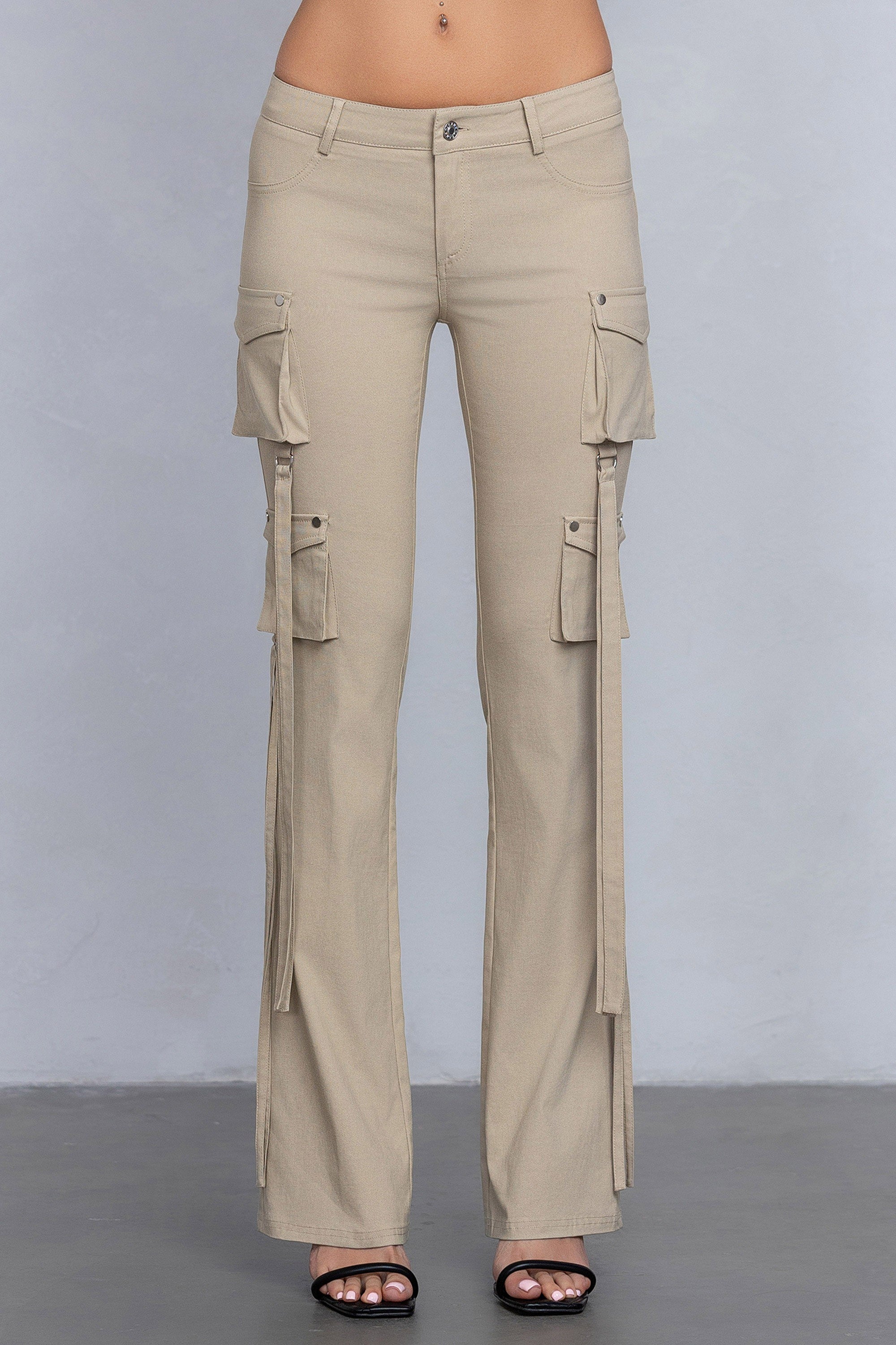 Sabrina Stretchy Woven Knit Low Rise Cargo Pants