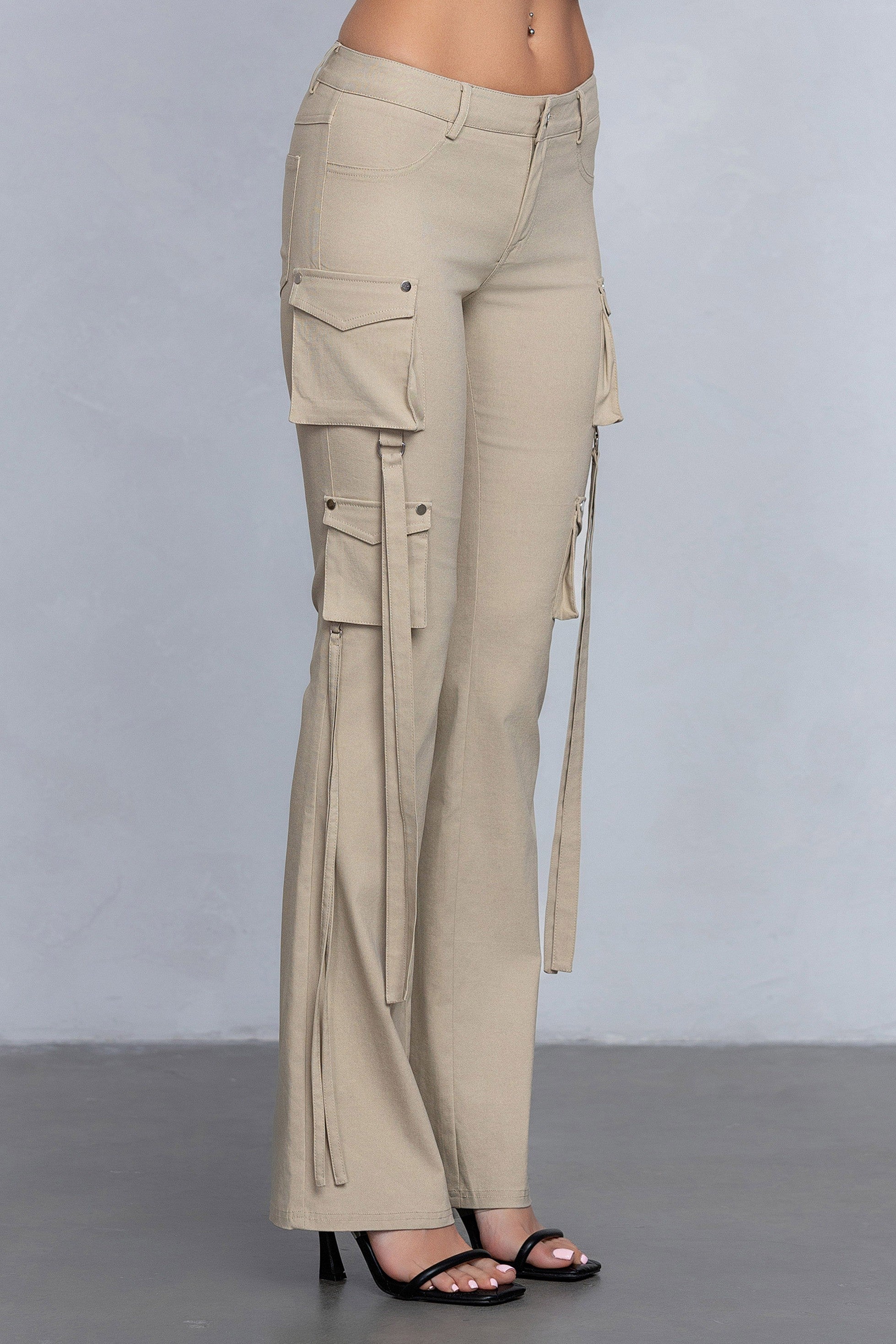 Sabrina Stretchy Woven Knit Low Rise Cargo Pants