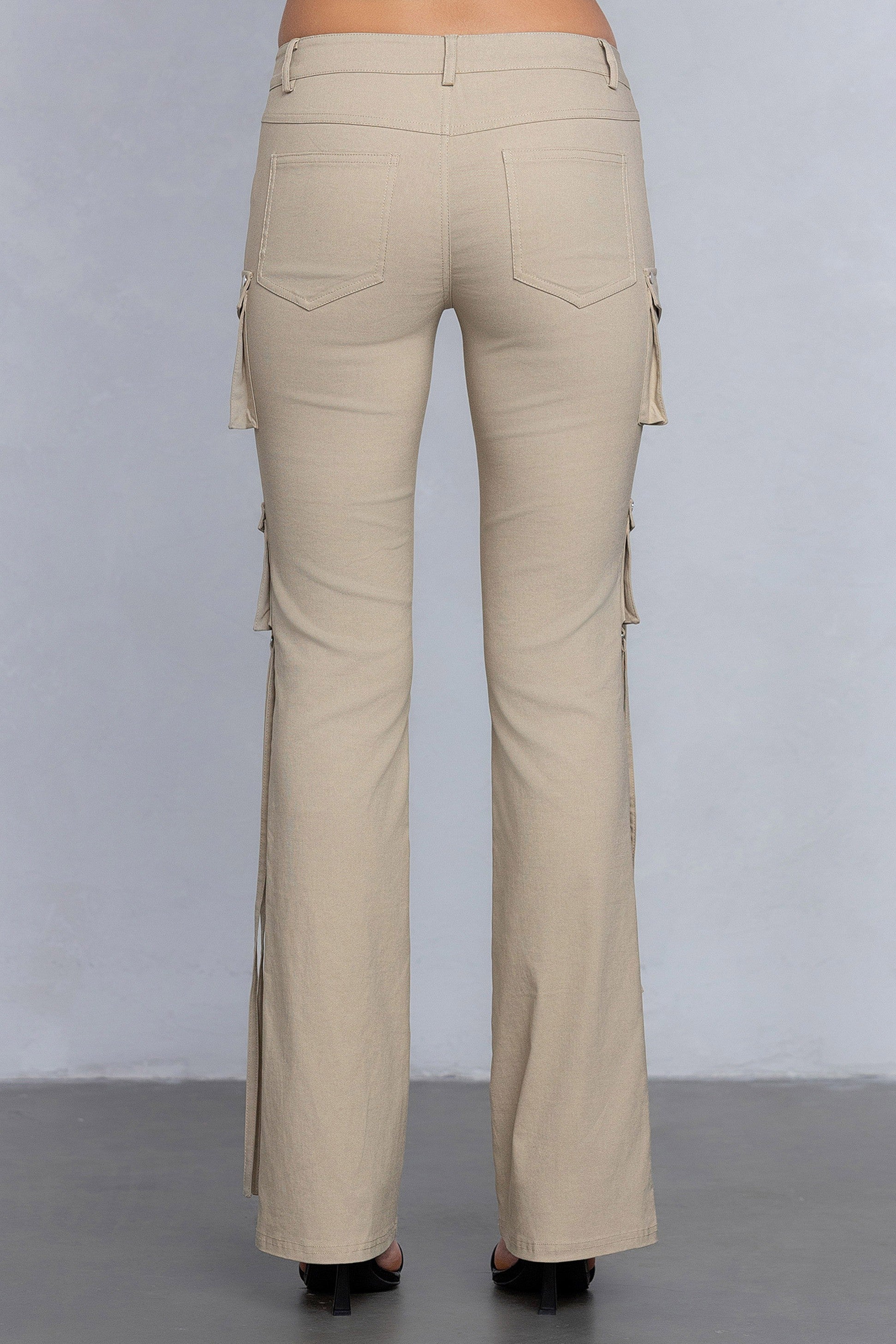 Sabrina Stretchy Woven Knit Low Rise Cargo Pants