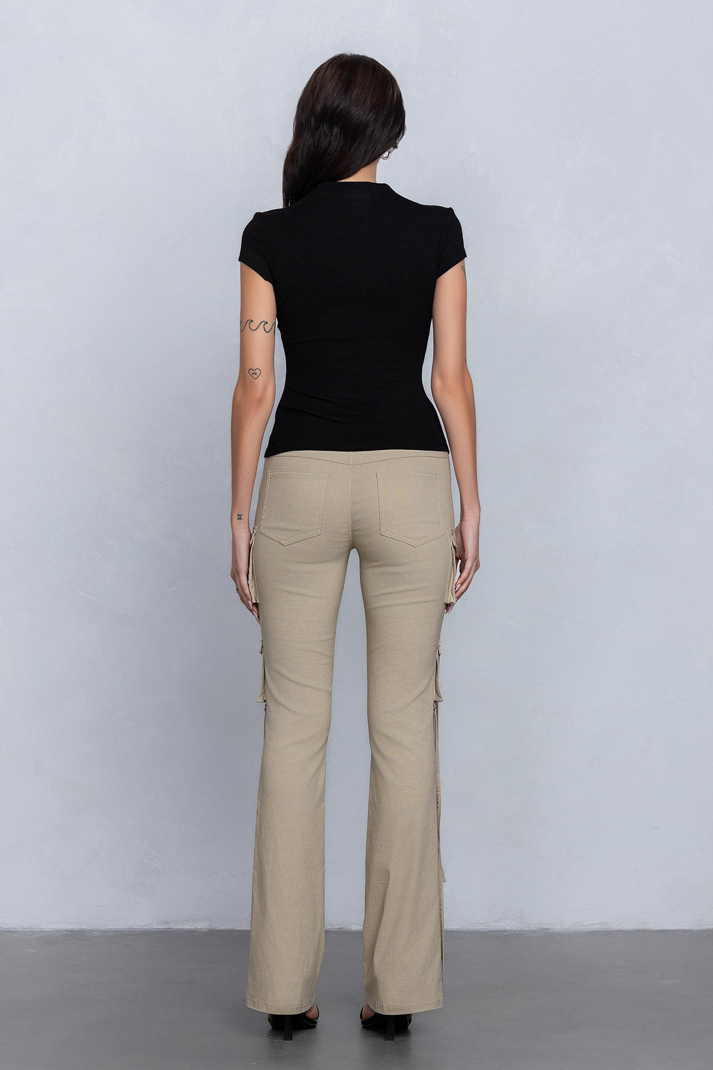 Sabrina Stretchy Woven Knit Low Rise Cargo Pants