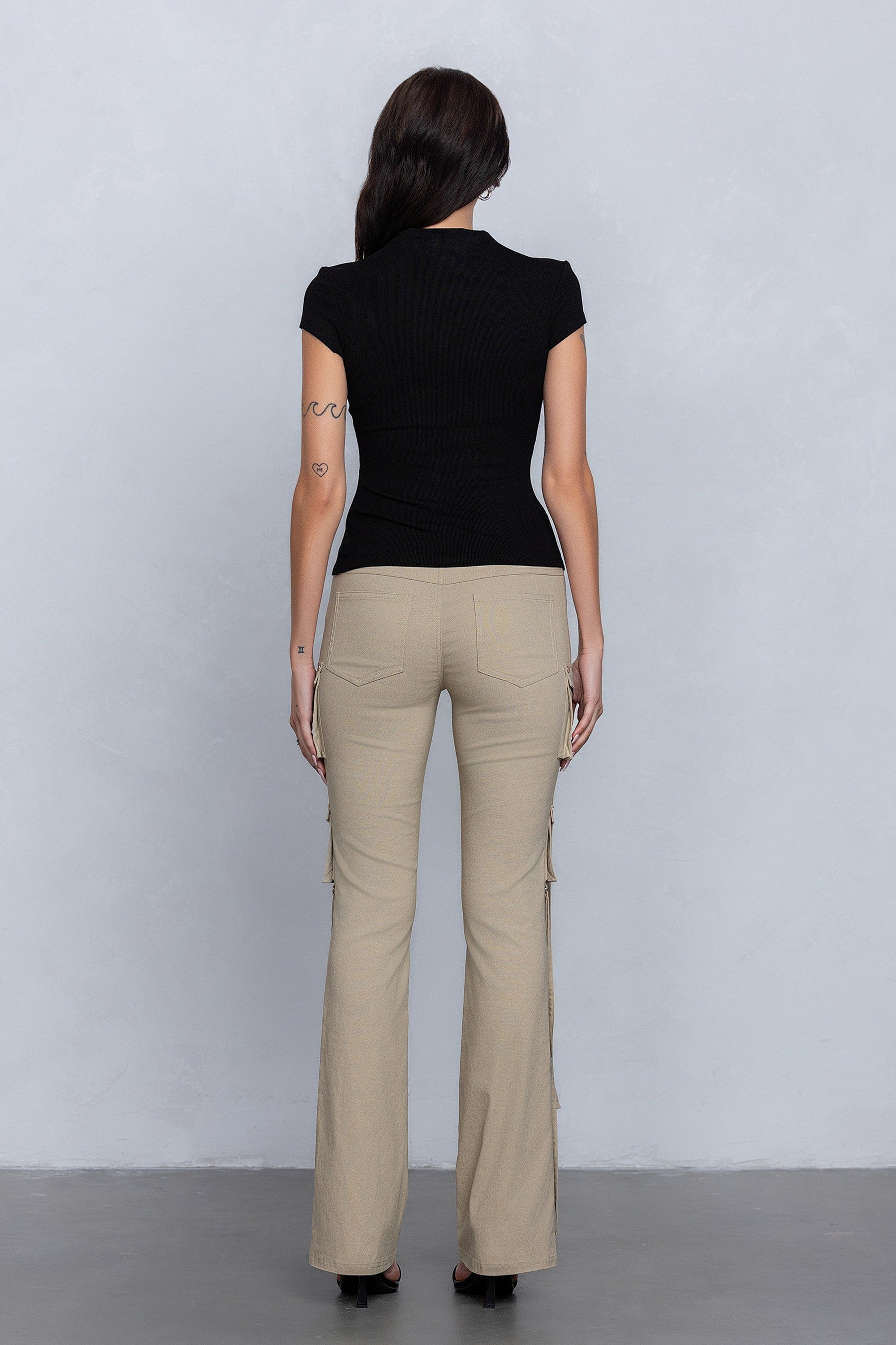 Sabrina Stretchy Woven Knit Low Rise Cargo Pants