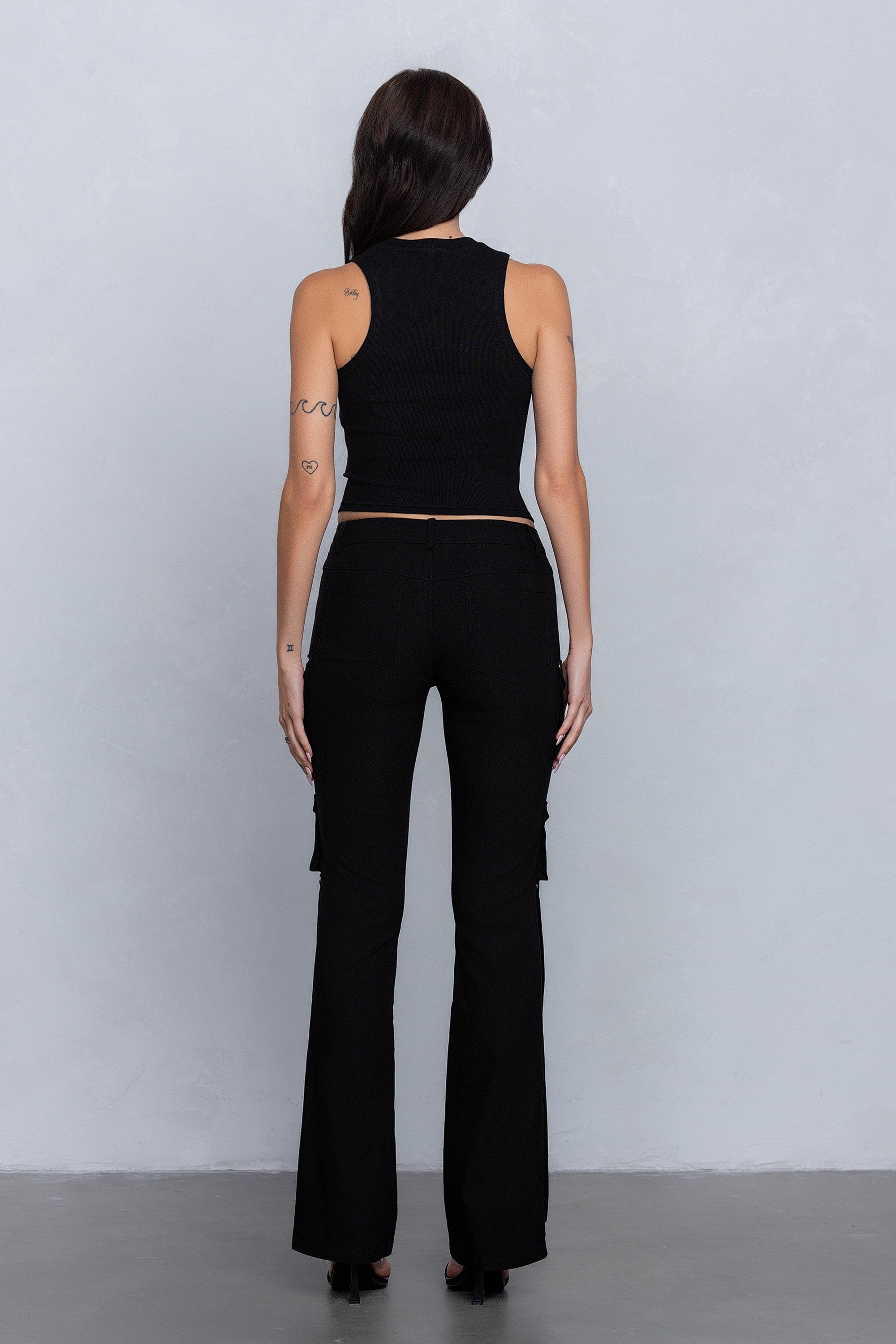Sabrina Stretchy Woven Knit Low Rise Cargo Pants