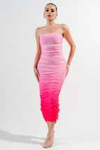 Bimini Ombre Print Mesh Bodycon Midi Dress