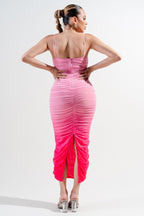 Bimini Ombre Print Mesh Bodycon Midi Dress