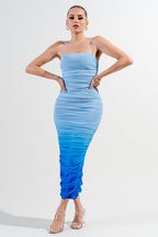 Bimini Ombre Print Mesh Bodycon Midi Dress