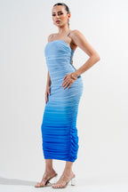 Bimini Ombre Print Mesh Bodycon Midi Dress
