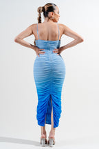 Bimini Ombre Print Mesh Bodycon Midi Dress