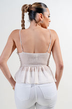 Elvia Sweetheart Neckline Cami Strap Ruffle Chiffon Top