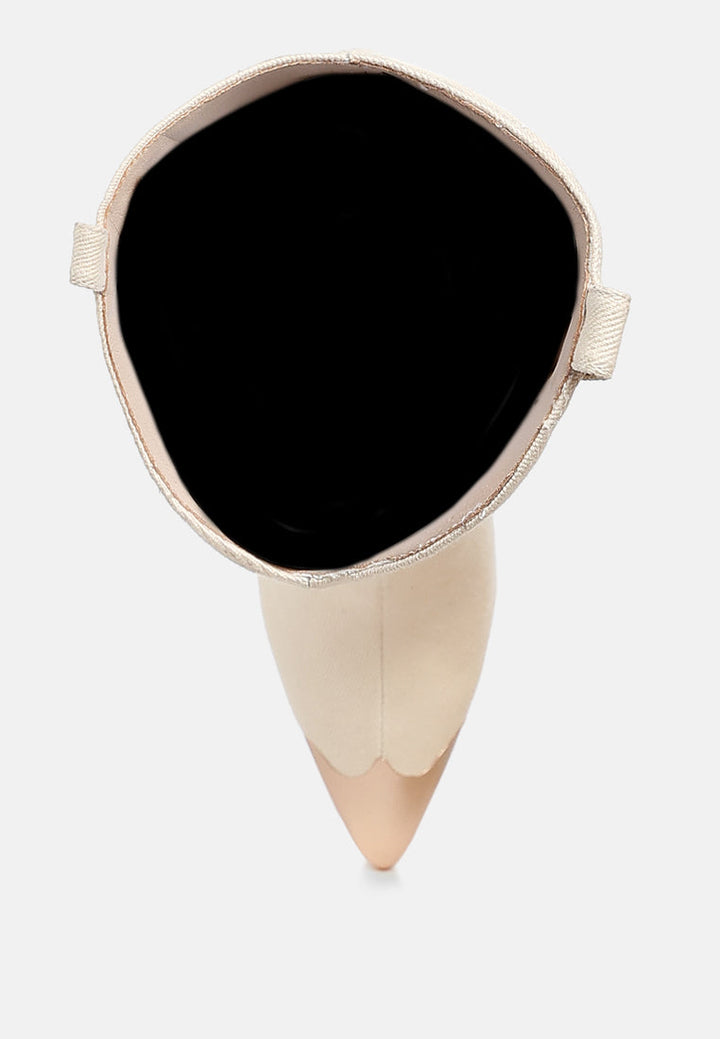 Liora Metallic Cap Pointed Toe Knee High Boots
