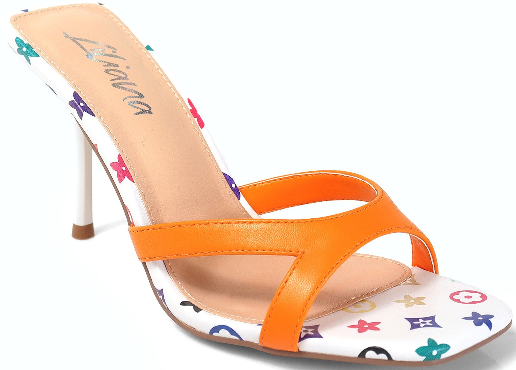 Blondie Square Toe Printed Mid Heel Slip On Mules