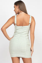 Whitney Bustier Neckline Tweed Knit Mini Dress