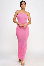 Cara Rib Knit Strapless Bandeau Tube Maxi Dress