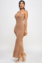 Cara Rib Knit Strapless Bandeau Tube Maxi Dress